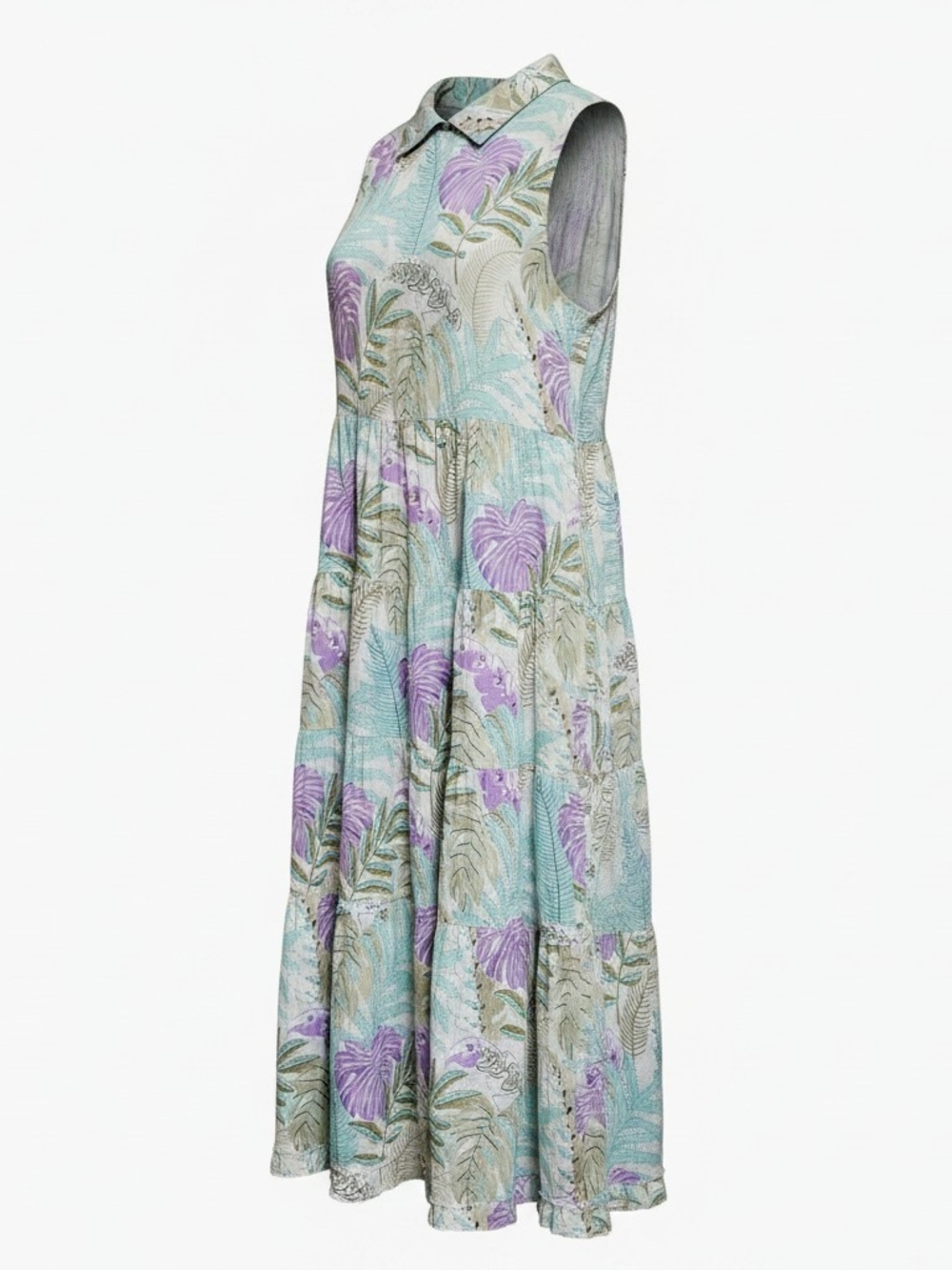 POL Sleeveless Mint Maxi Dress with Lavender Floral Print - Picture 2 of 4